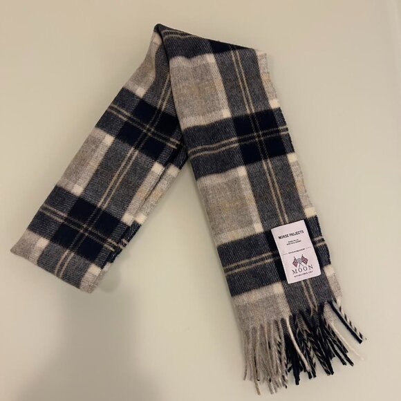 Norse Projects - Men’s Merino Wool Scarf - Navy Plaid - Picture 2 of 6